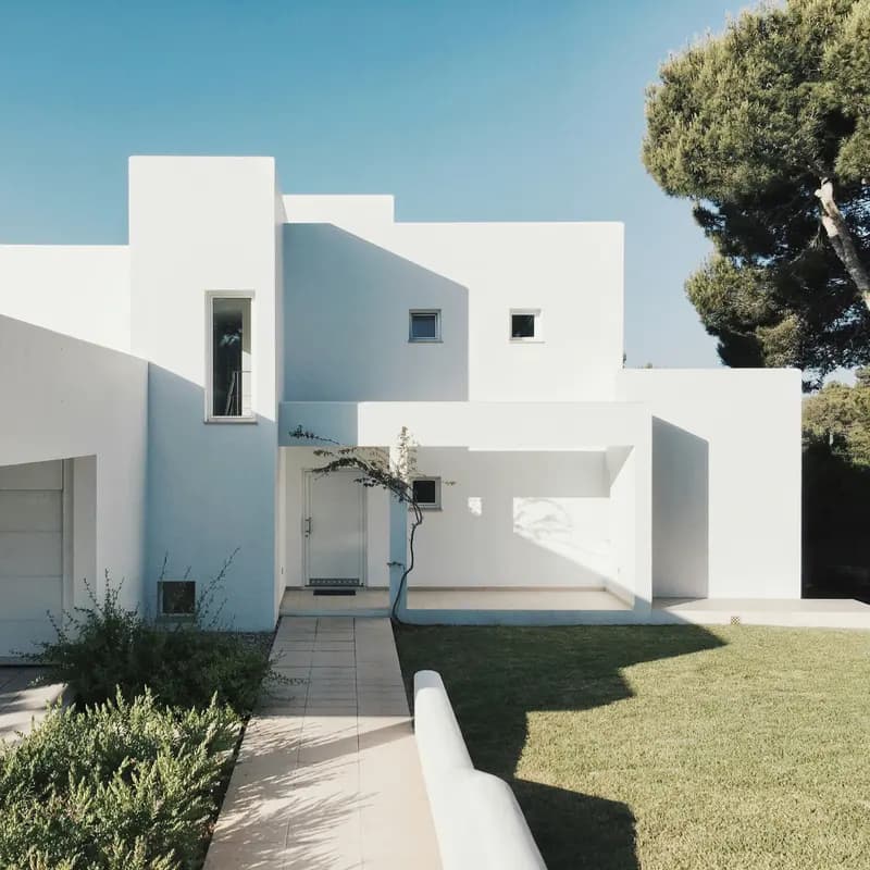 Contemporary white house with clean lines